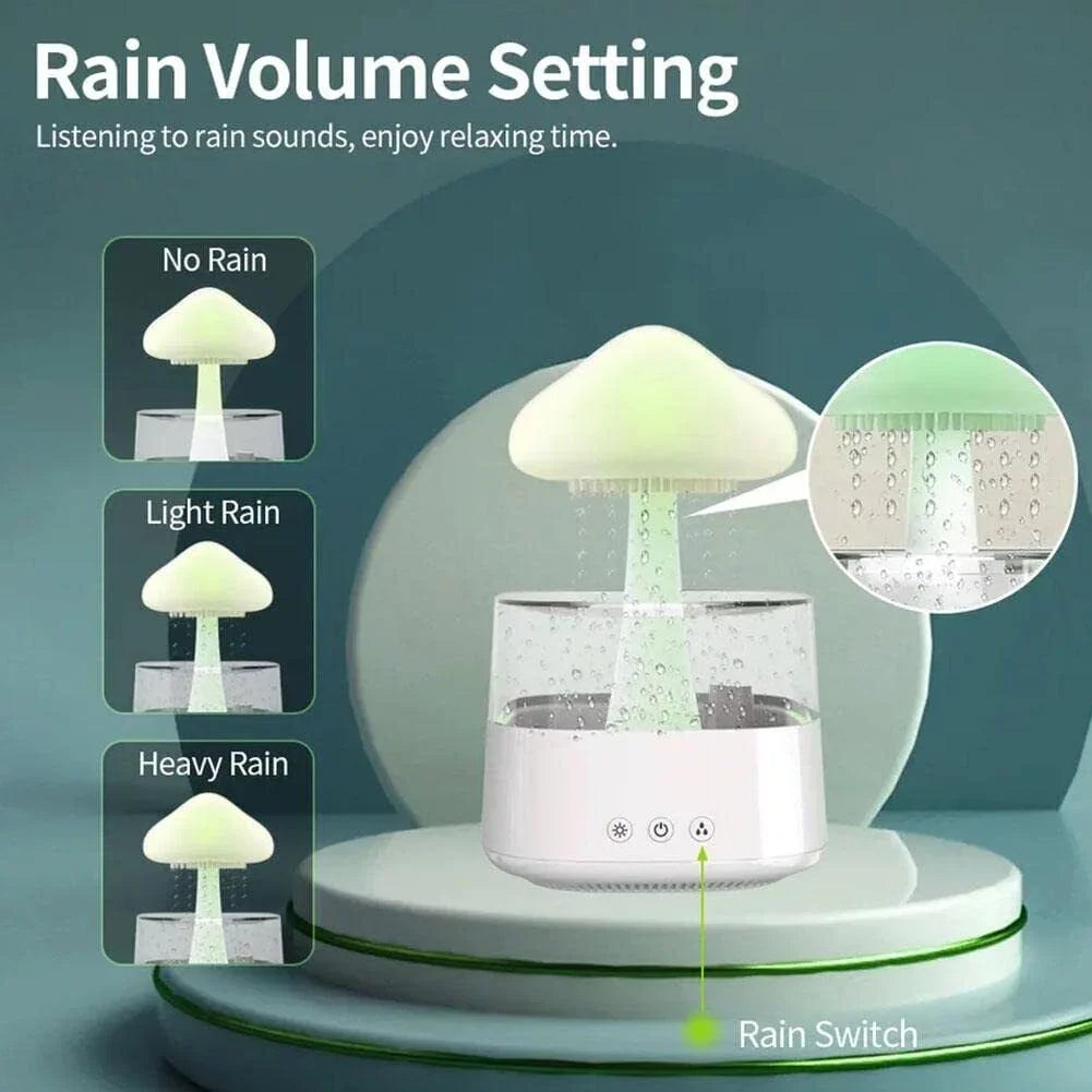 CJC Colors Desk Drop Mist, Humidifier LED Water Rain Oil Fountain 7 450ml Relax Bedside Sleep Light, Cloud Aromatherapy Essential Diffuser