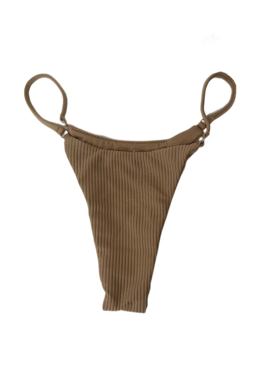 Nude, Ribbed Swim Frankies Sara Bottom, Women's Thong S