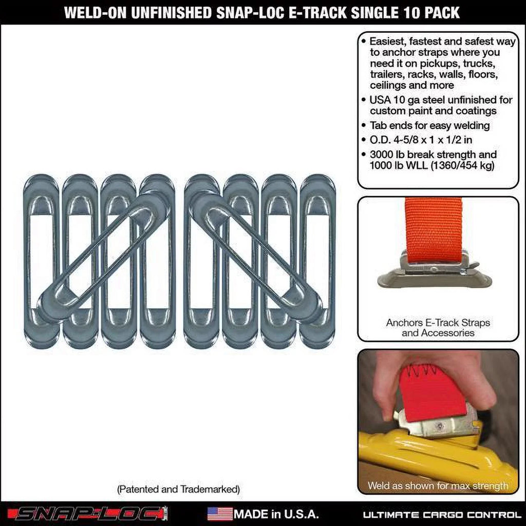 Unfinished 10-Pack Trucks, (zinc for Anchor Trailers rust Pickups, SNAP-LOC Weld-On Logistic Tie-Down E-Track Single Strap protection),