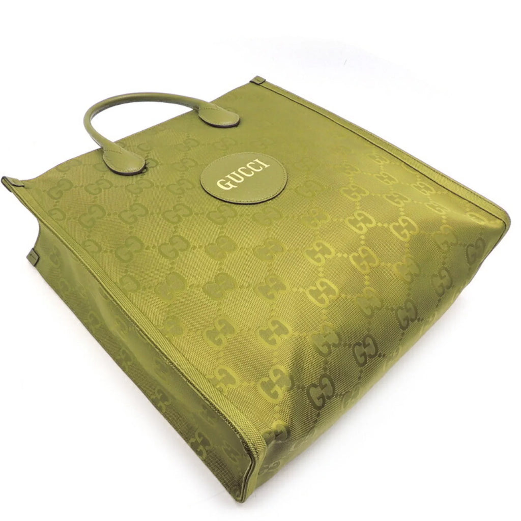 Only) Off The Forest Recycled Lining Grid Gucci Bag GG Tote (Day Green 696043 Medium Nylon (Good) Pre-Owned Ladies