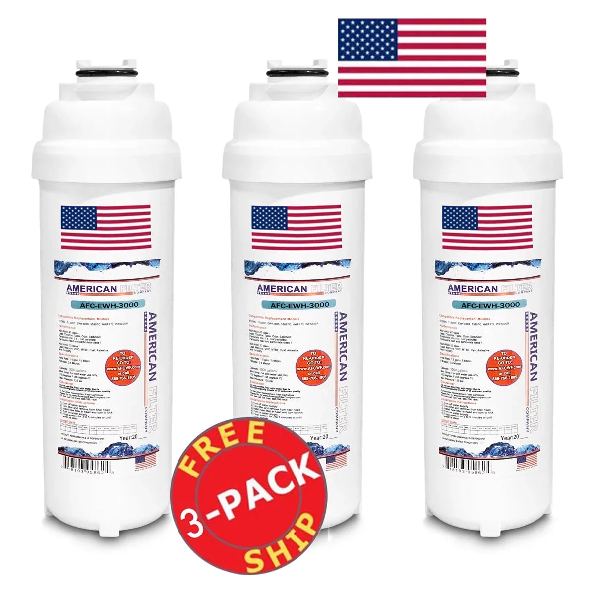 Water U.S.A. in Compatible , with AFC-EWH-3000 Brand , - LRPBGRNM28RAK # Made , 3 Elkay® - Model AFC Pack Filters