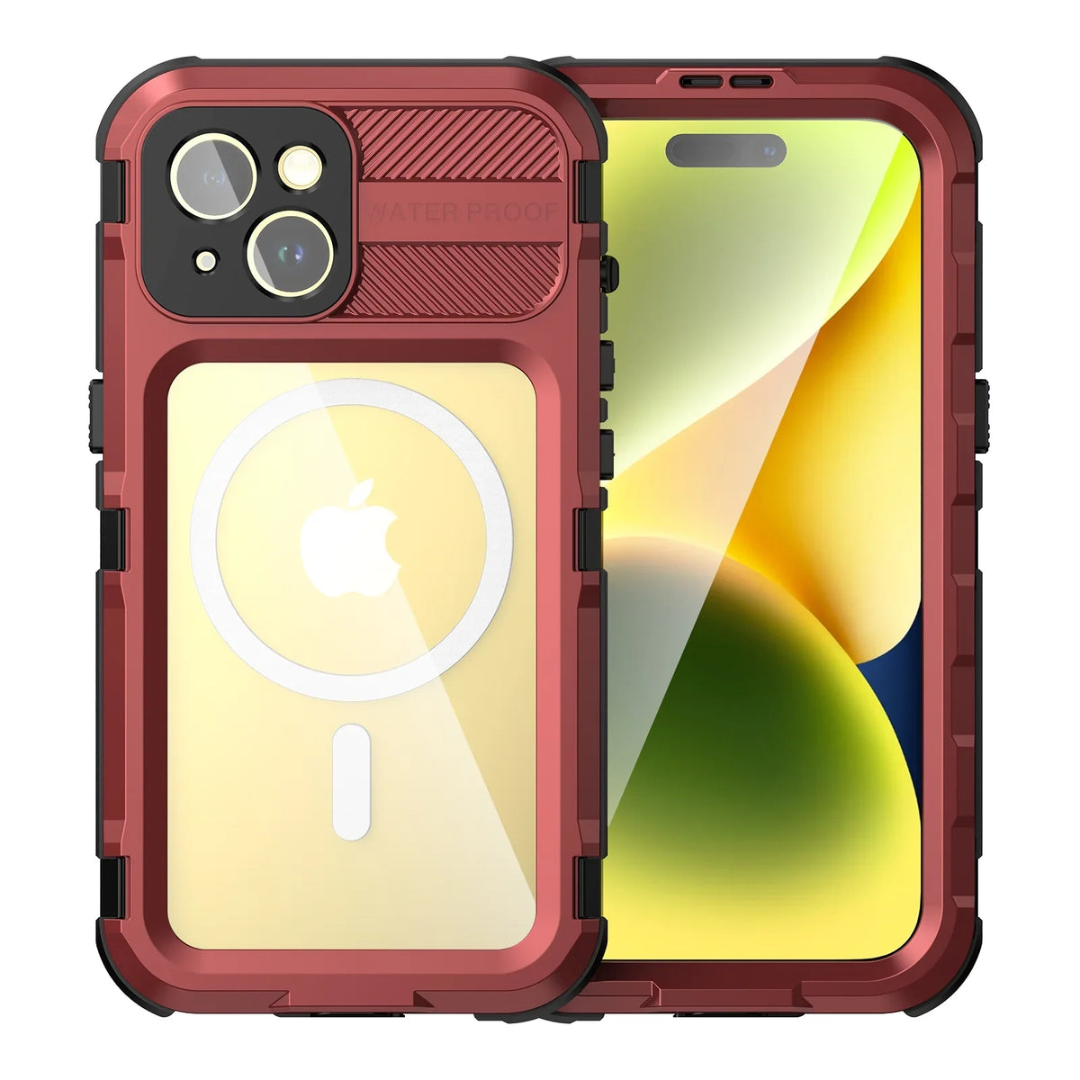 Full Built-in Protector,Underwater Protection Sturdy Pro Screen Lens Case iPhone with 15 for for Pro, Full-Body and iPhone Camera Dustproof 15 Cover Shockproof Waterproof Sealed Red