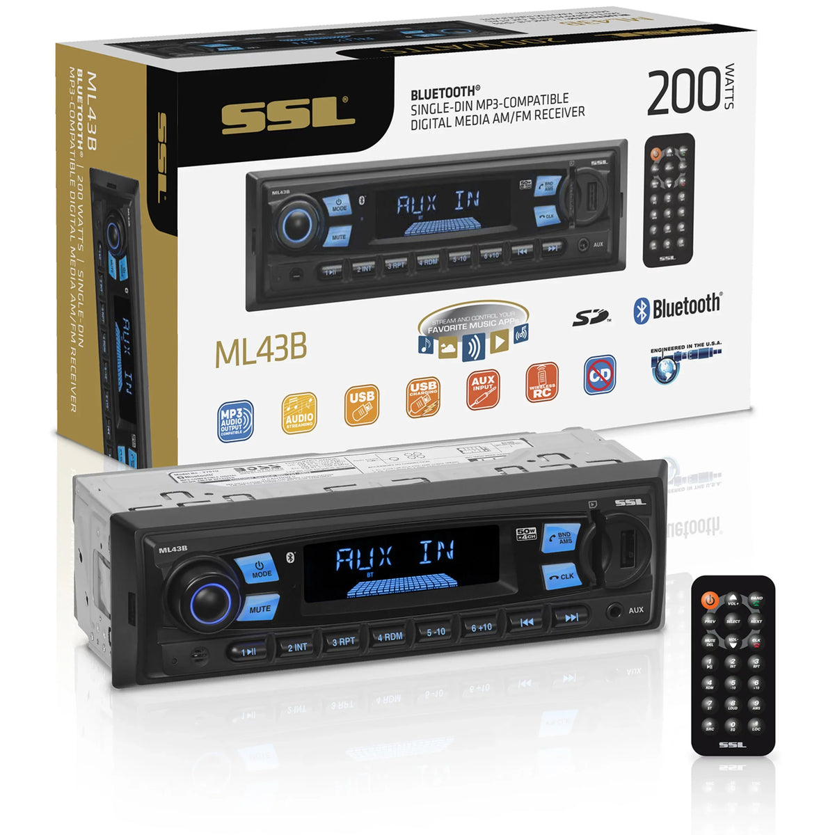 Bluetooth, USB, Car Stereo, CD, ML43B No AM/FM SD, Storm Sound Laboratories