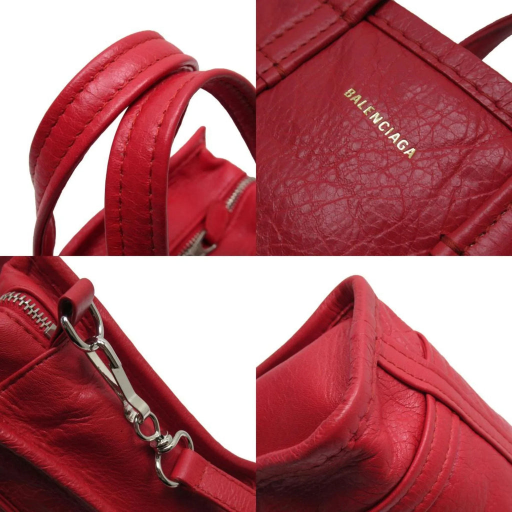 (Good) Red Bag Shopper Pre-Owned Bazaar Leather Handbag Silver XXS Shoulder Ladies BALENCIAGA