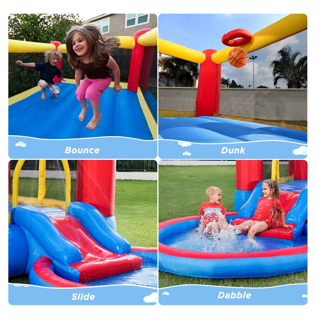 Bounce Wet Kids Basketball Dry with Kits, Pool Fun Hoop Valwix House for Area Blower Inflatable Combo, for , Waterslide with years & 3-5 with Bounce Castle Repair Bouncer Bouncy