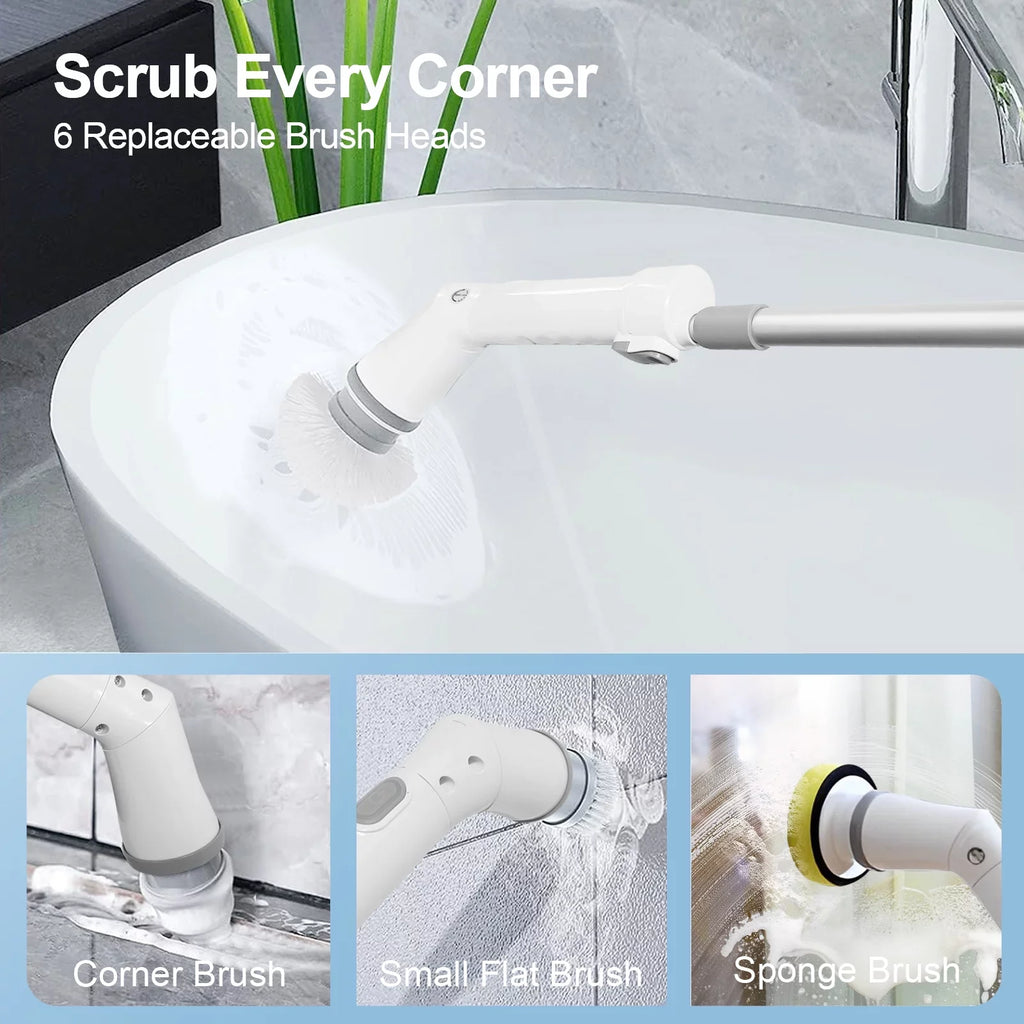 Scrubber, Bathroom Tile, Brush, Spin Bathtub, Replaceable Electric Cleaning Fixdono Scrubber 6 Cordless Cleaning for Floor Heads