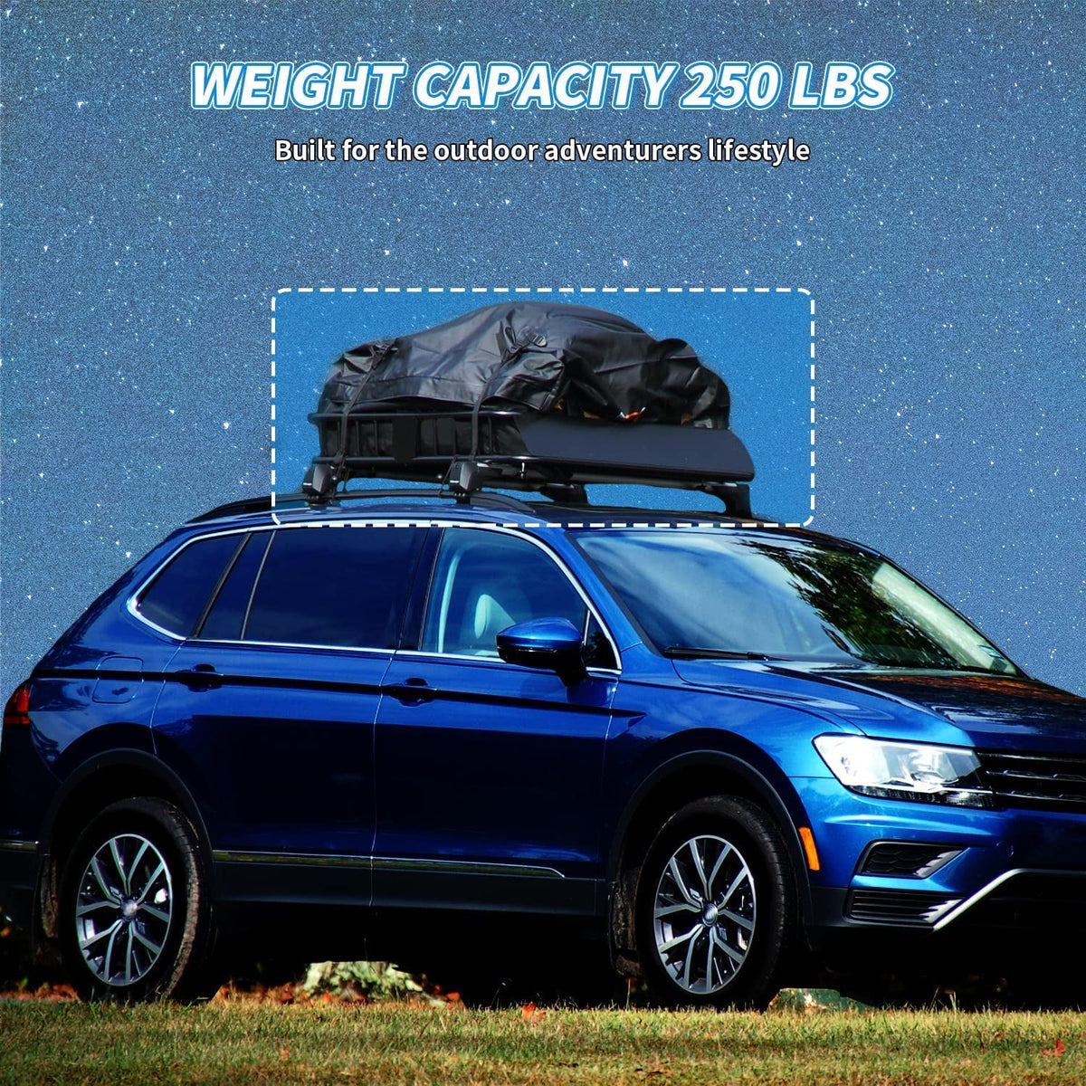 39" Car Holder for Capacity with Cargo 250LBS Storage Top Basket Duty Steel Universal Rack Travel Carrier Extension Weight Roof 6'' 64" x Luggage HECASA SUV Heavy x