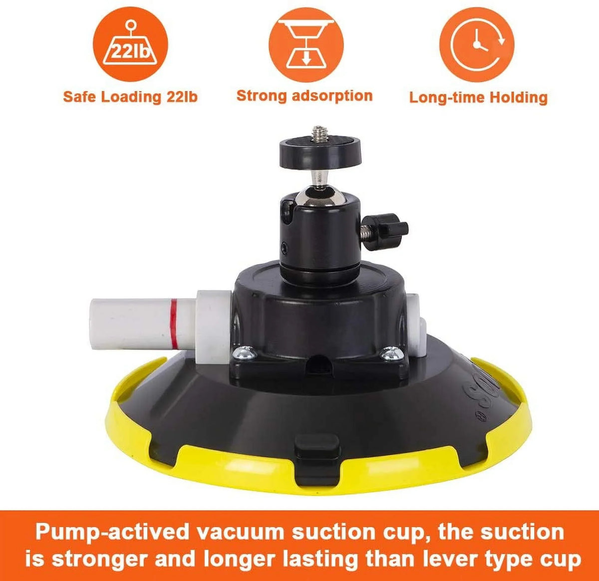 Vacuum Panorama 6" Professional Mount, 360° Holder Kit Car Suction Pump Camcorder Vehicle Cup w/ Camera Mounting