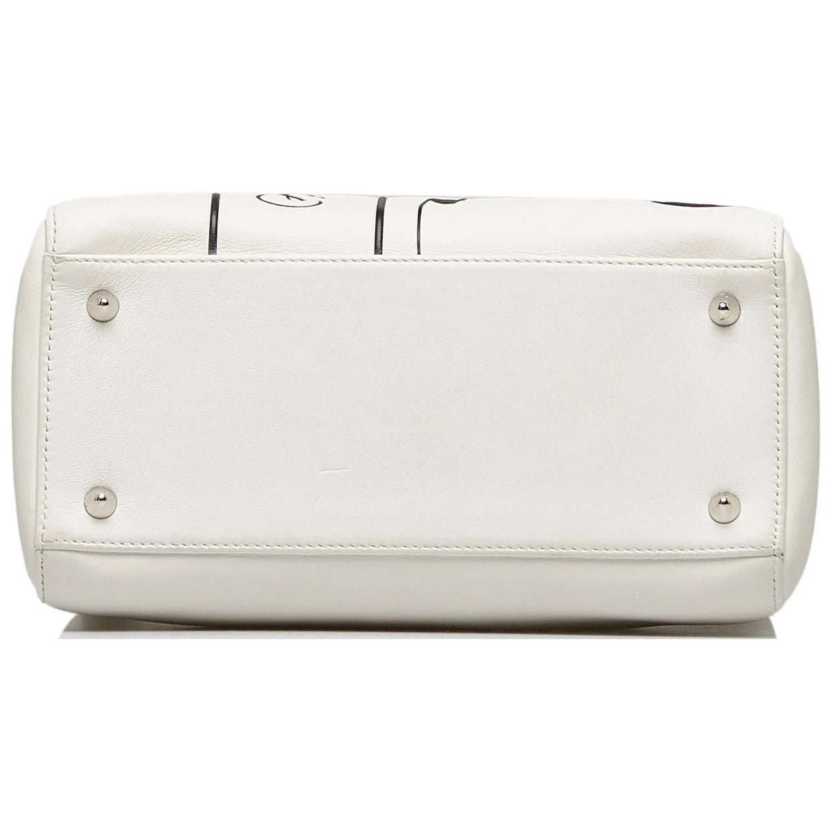 Lambskin Authenticated (Good) Satchel Lady Paradise White Unisex Leather Pre-Owned Medium Dior