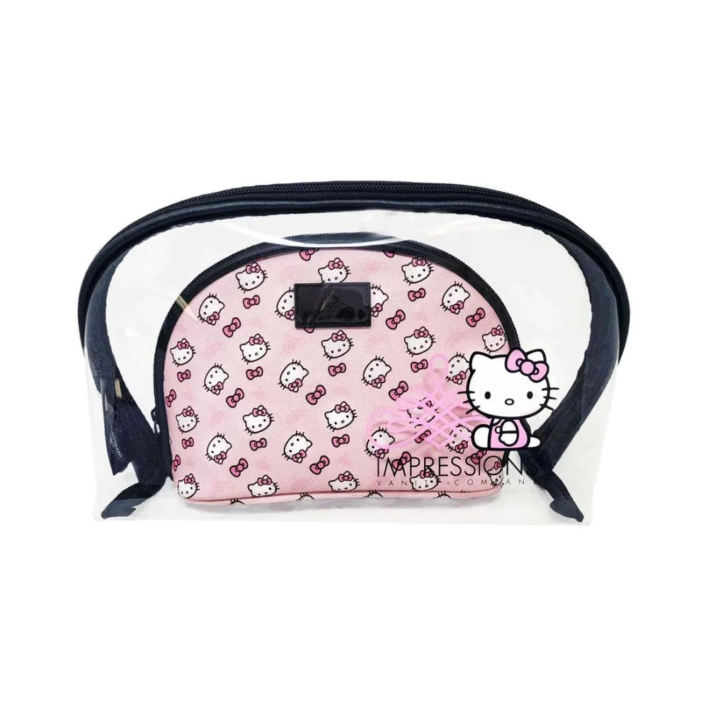 Pcs Bag (White) Waterproof Impressions Makeup Vanity Hello Clutch Kitty 2 Travel Nested Purses, Clutch