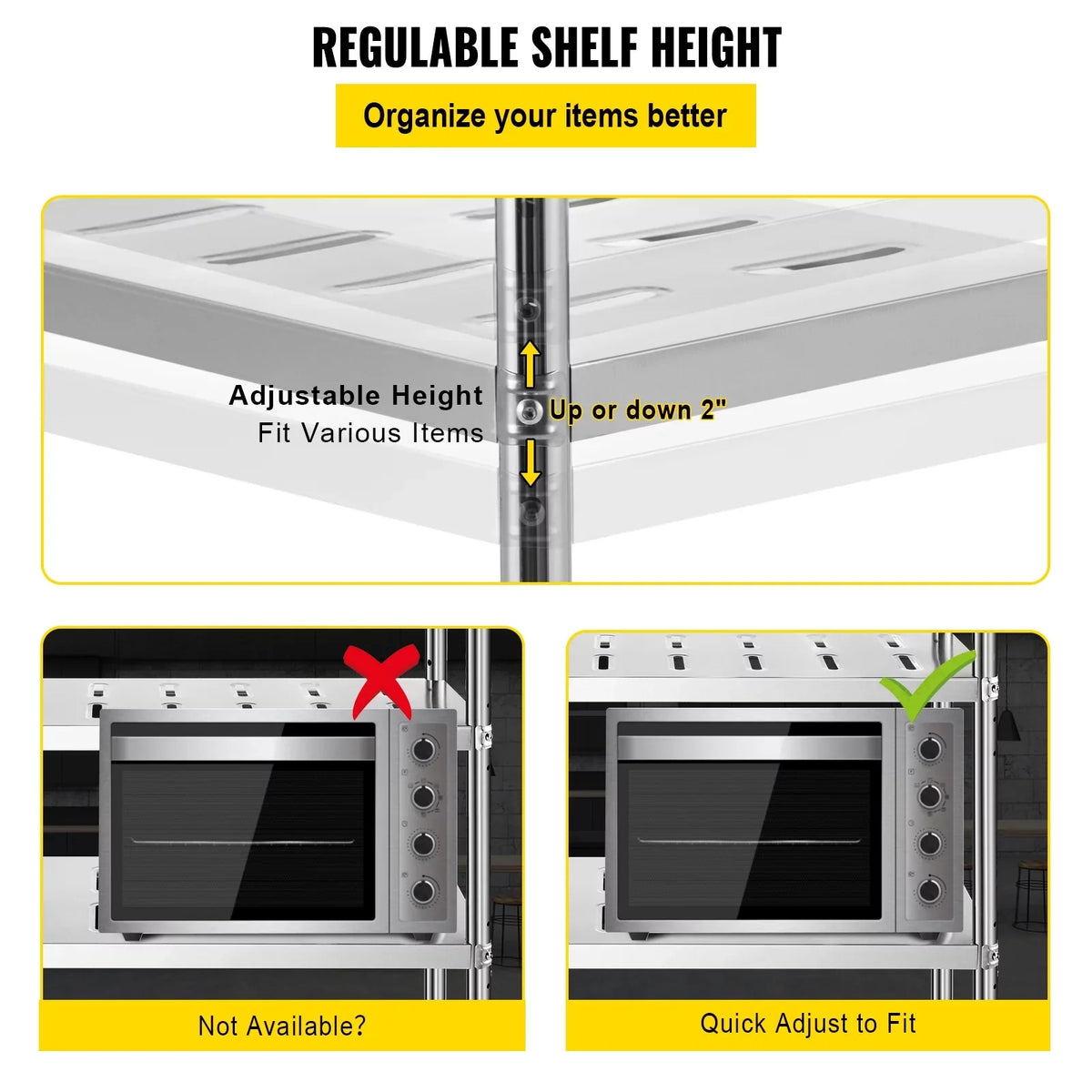 Duty Shelving 59.1x17.7x61in BENTISM Steel Heavy Shelf Stainless 4-Tier Garage