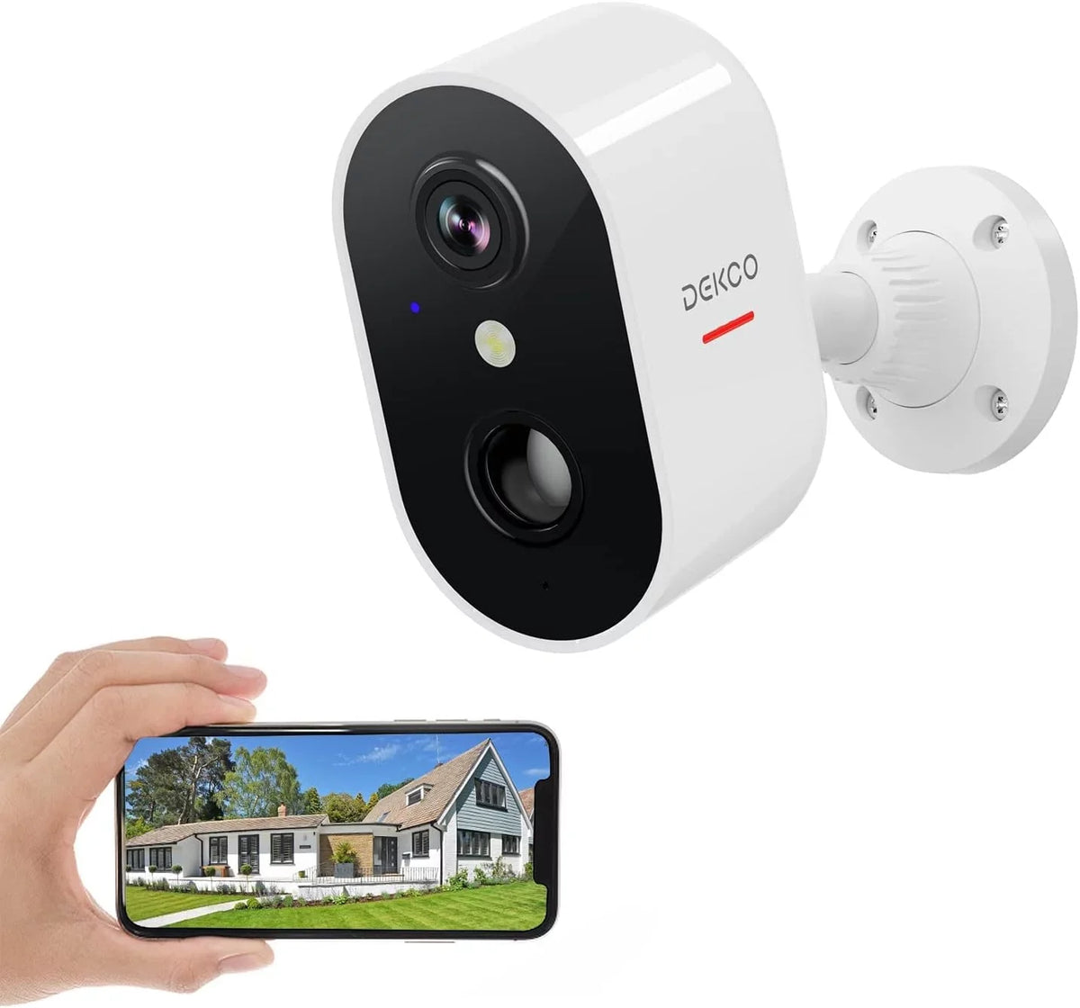 2-Way with Security Wireless Home Audio Surveillance with Motion Siren,Rechargeable Camera WiFi Camera 2K Detection Battery Powered DEKCO Color & Night Vision Spotlight /Indoor Outdoor
