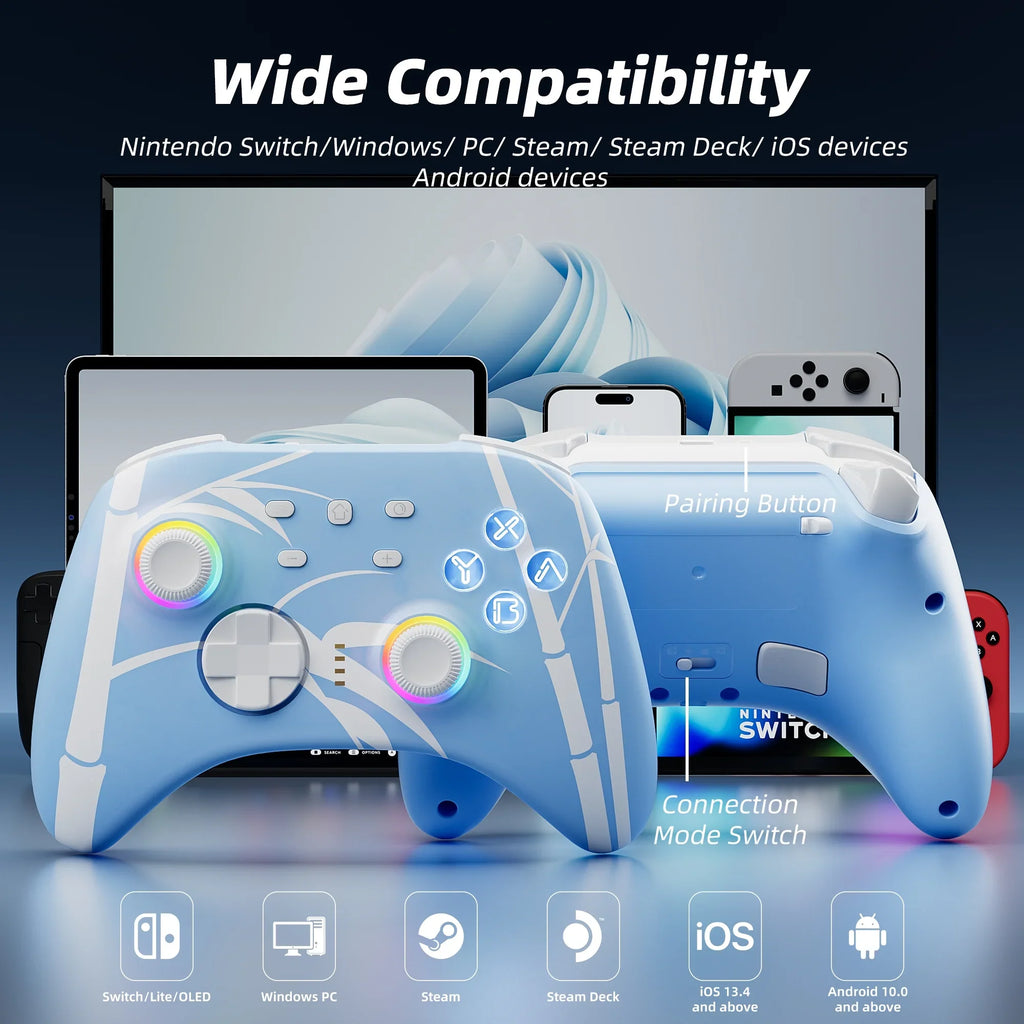 Kart Disc Upgraded and Triggers for Joysticks Nintendo Controller with Hall 2 Joysticks Switch/PC/IOS/Android/Steam 8 of Effect Pairs Mario Deluxe Pink, Pro Game Switch