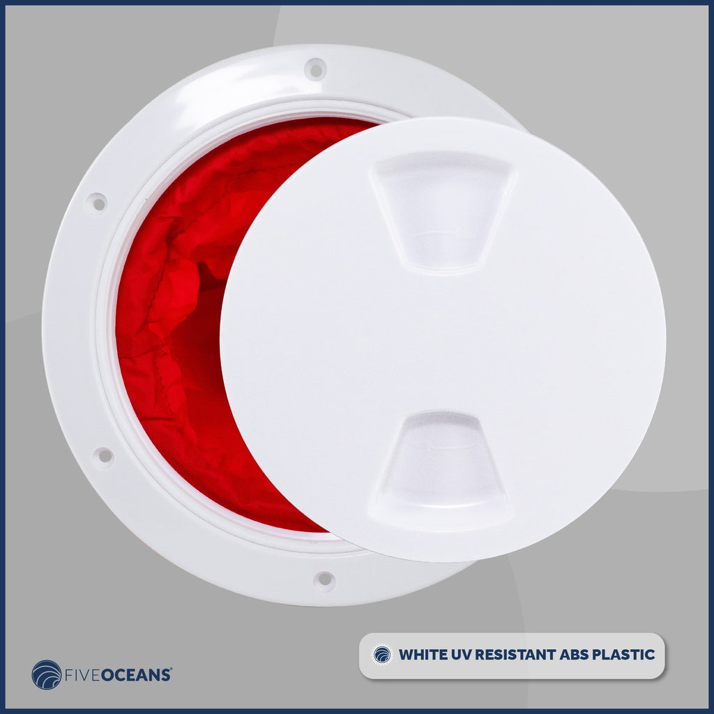 UV-Resistant Detachable and Boat, Inspection for Fishing Marine Caravan FO4467 Boat, Cover Pontoon, White Storage Hatch, Hatch - Deck Plastic, Five RVs, Bag, Bass Oceans 6" Plate Round Boat with ABS
