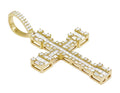 Diamond 10K Gold Gold Baguette 1.5" Cross 2.75CT-Yellow