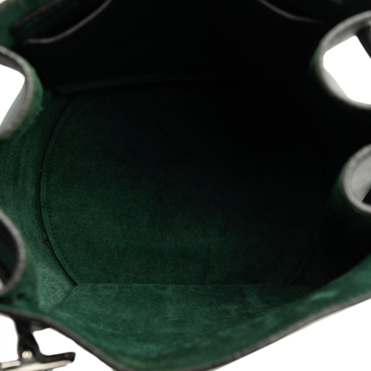 Authenticated Big Pre-Owned Unisex Bucket Leather Bag Calf Celine (Good) DrawstringBag Bag Bucket Green