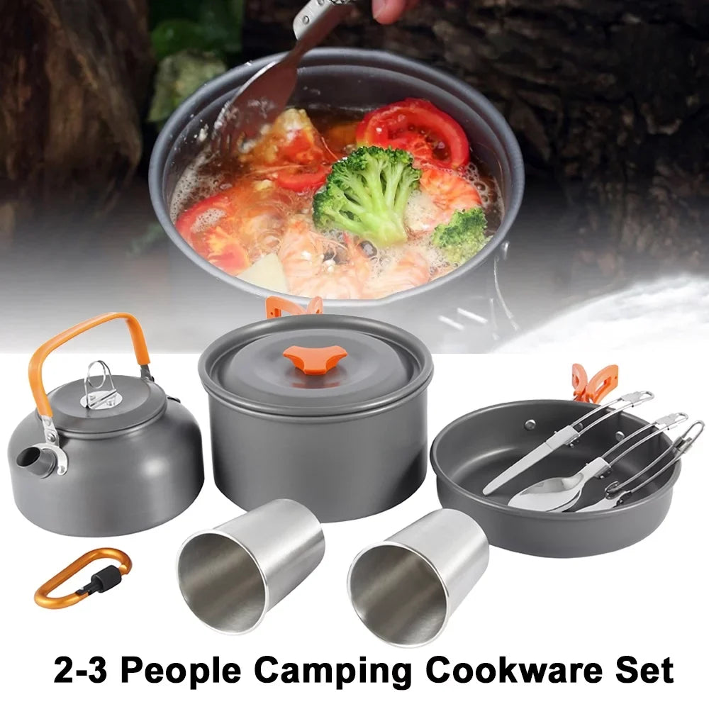 Pans Set Oxidized Kit Cooking Tableware Pot Fishing for Camping Set Alloy Outdoor Portable Cookset Cookware Person 2-3 Picnic Backpacking Barbecue Miuline Equipment Camping Aluminum Cooking Mess