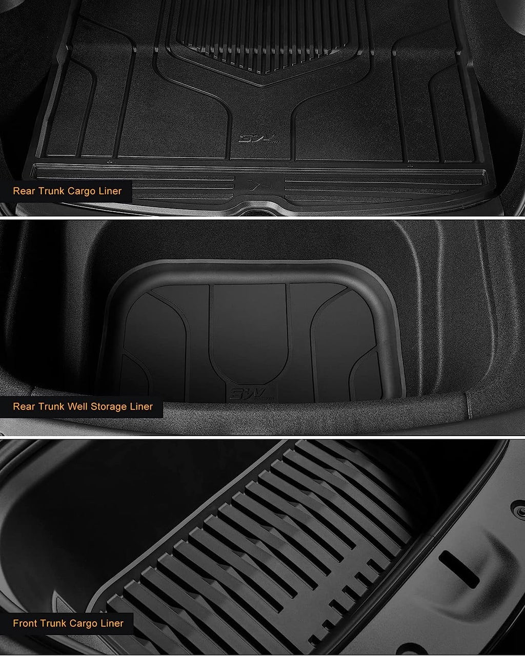 Mats Y for Mats Tesla Floor Mats Tesla Liner for Car Fit and Mats All-Weather Custom Trunk Floor For Black Mat 5-Seater TPE Set & 3W Model Storage and Model Tesla 2020-2023 Cargo Y Full