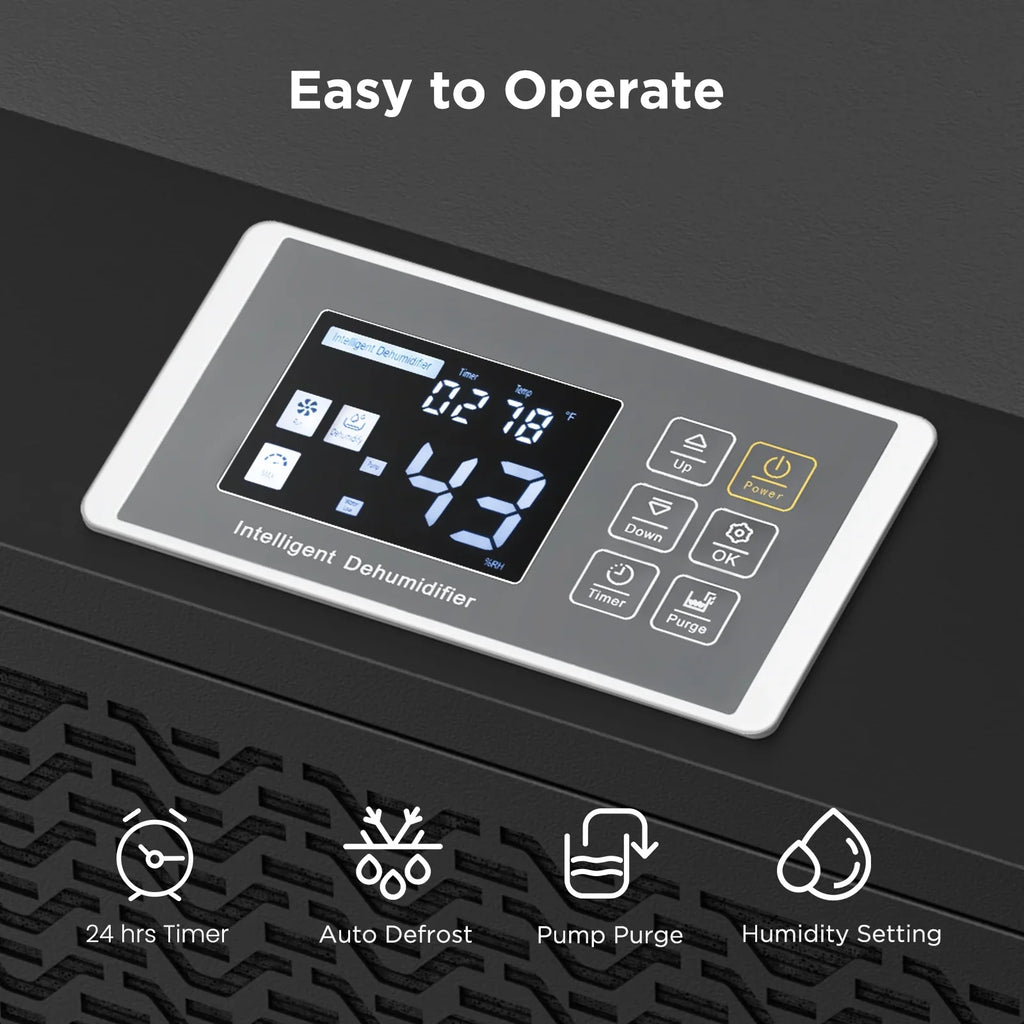 Defrost, Basements, up Site, Sq Drain with for Ft Dehumidifier Moiswell Pump 7,500 to - Auto and for Industrial Hose Spaces Damage Starting Unit Memory Water 170 Commercial - Ideal Large Pints