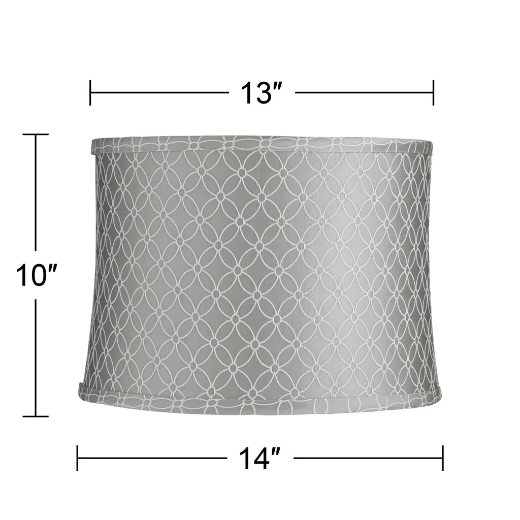 Spider Print Bottom Medium of Top 2 13" Springcrest 10" and Drum with High x Shades 14" Harp Lamp Gray Finial x Set White Fitting