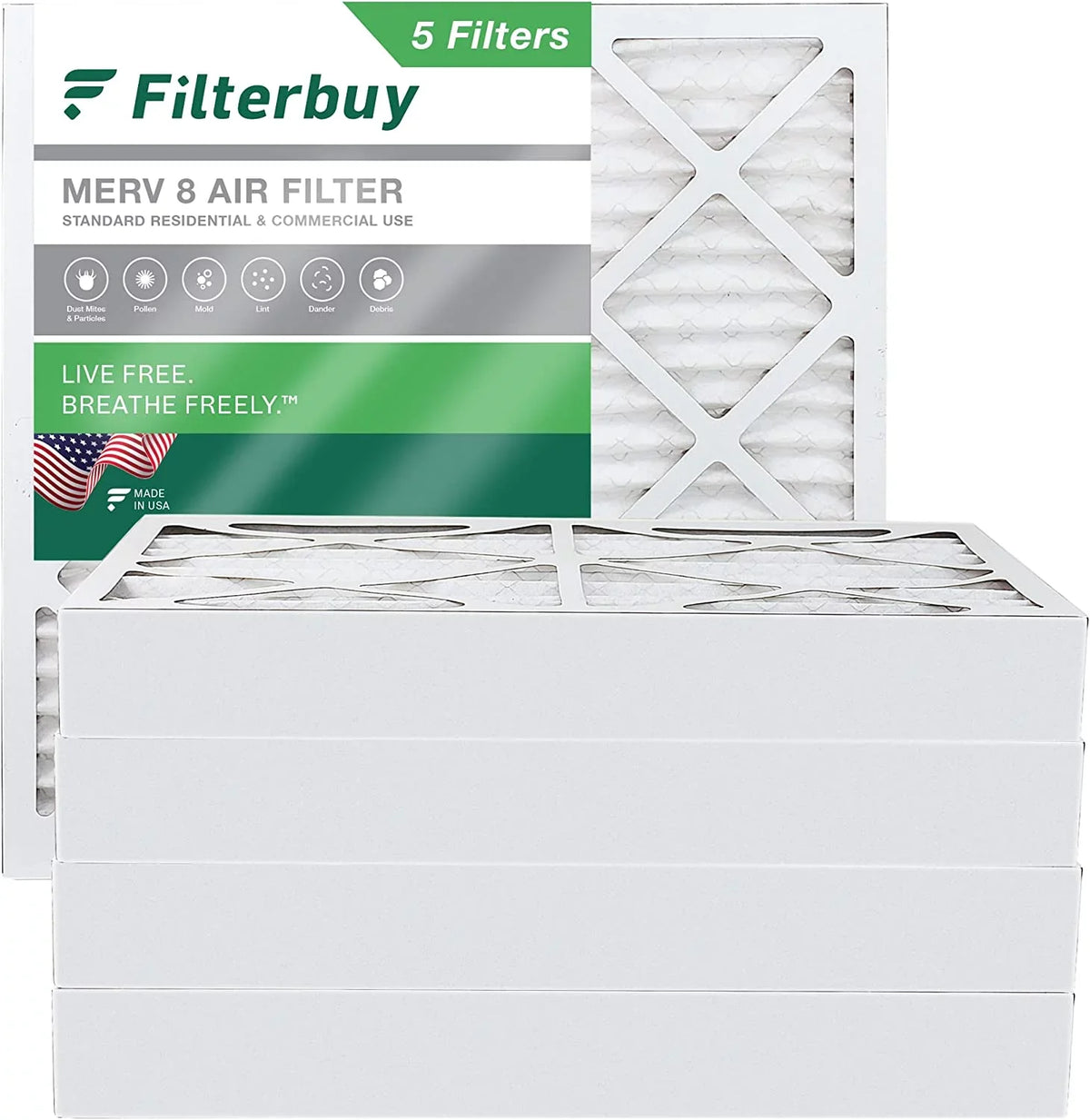 Furnace Filterbuy (5-Pack) AC Filters 12x12x4 8 HVAC MERV Air Pleated