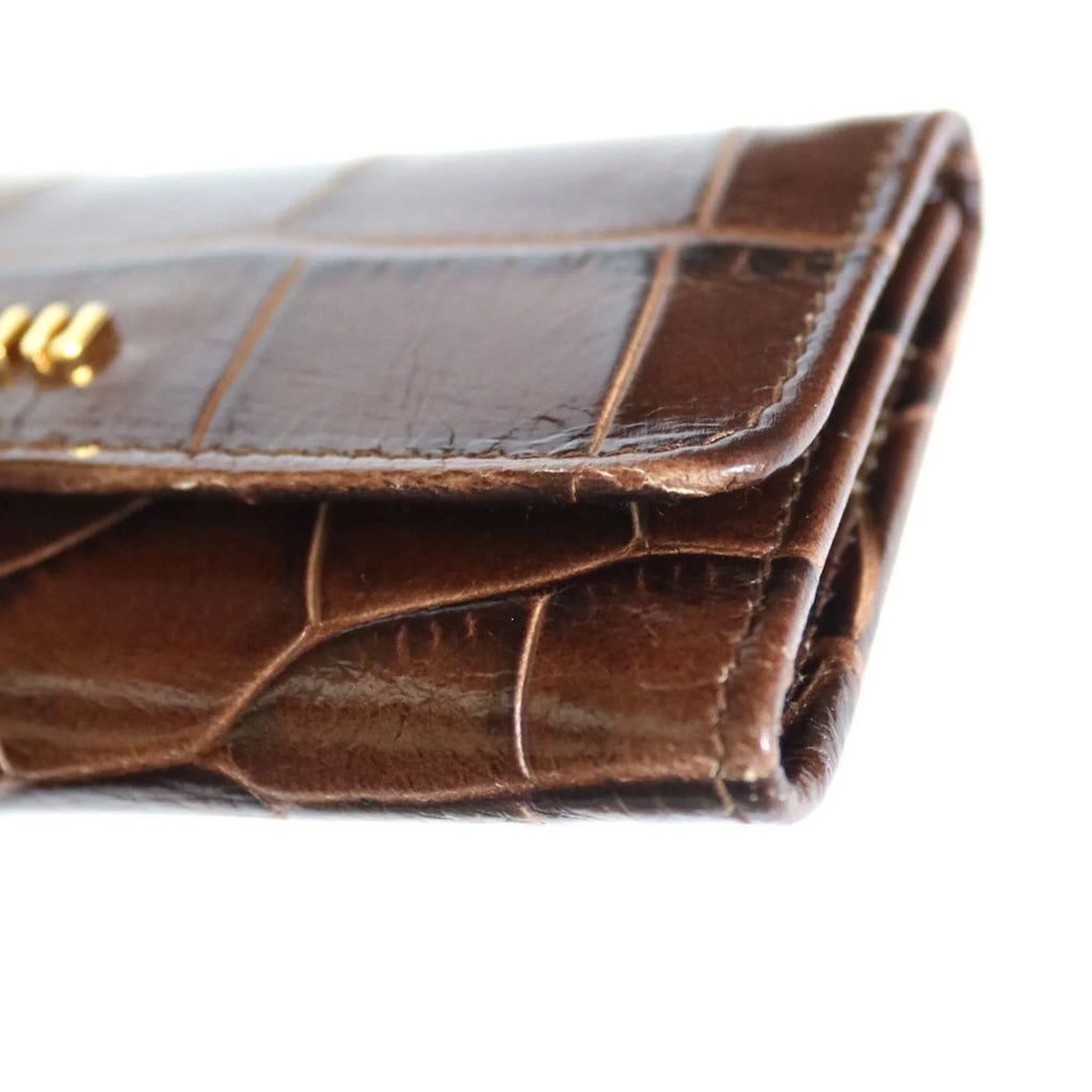 Case Leather Pre-Owned Miu Miu Miu (Fair) Brown Key Women's