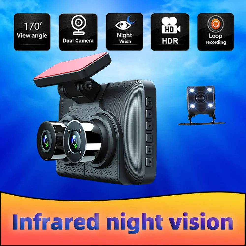 Car Cam, Dash 4in Andoer Recording Car Video Mirror Channel Triple Camcorder, Clear Rearview