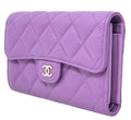 Bag Clutch Chanel Long Purple NEW Leather Wallet Quilted