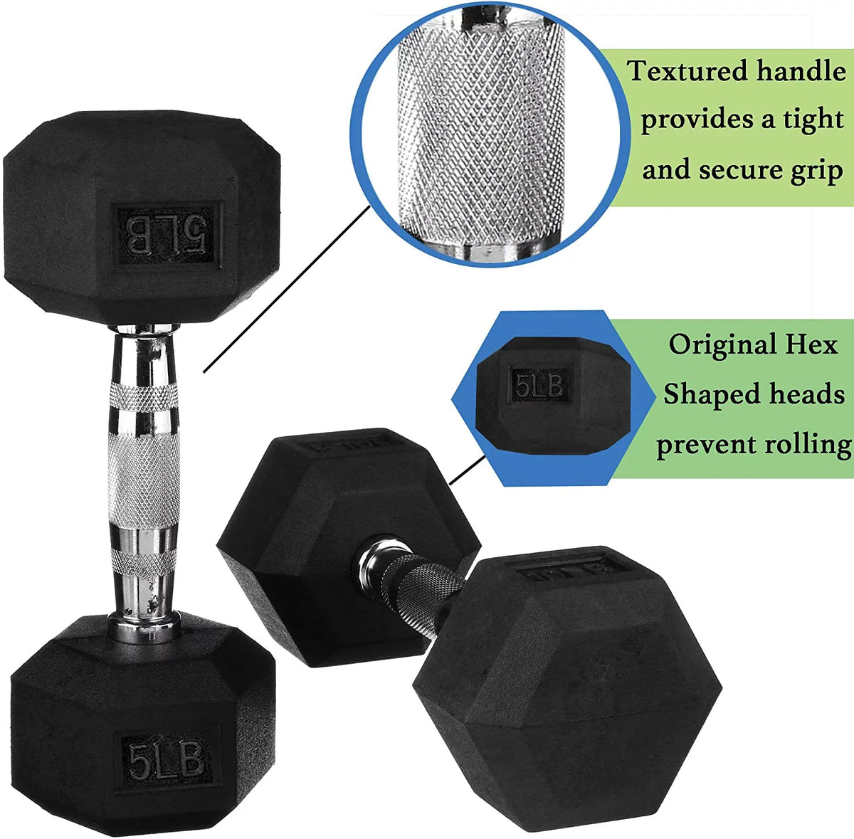 Dumbbells Men Hex Power & & Lb. Weights Fitness for Women Gymnastics Exercise Pair) Dumbbell (5
