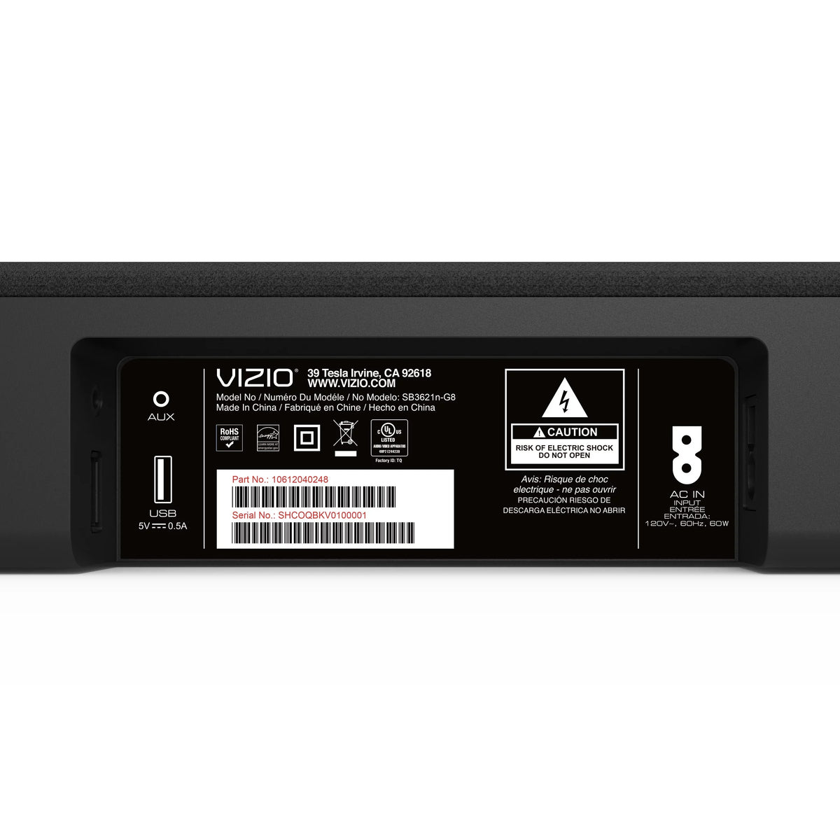 Restored 36" (Refurbished) Sound System VIZIO Channel Bar SB3621n-G8B 2.1