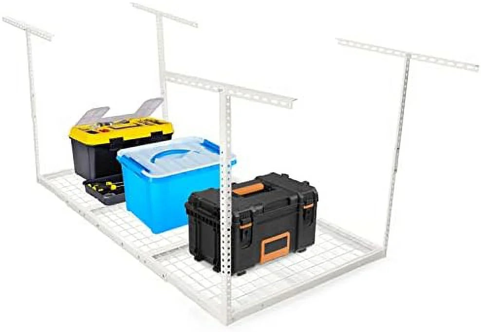 White Adjustable Garage 3X6 Shelf Garage Rack Mounted Ceiling Storage Overhead Racks Ceiling Storage Organization