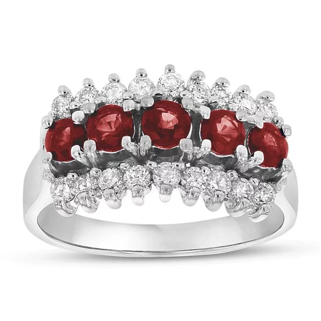White 14K Size Louis - 7.5 CTW Diamond 1.30 Band, Gold & Creations Ruby