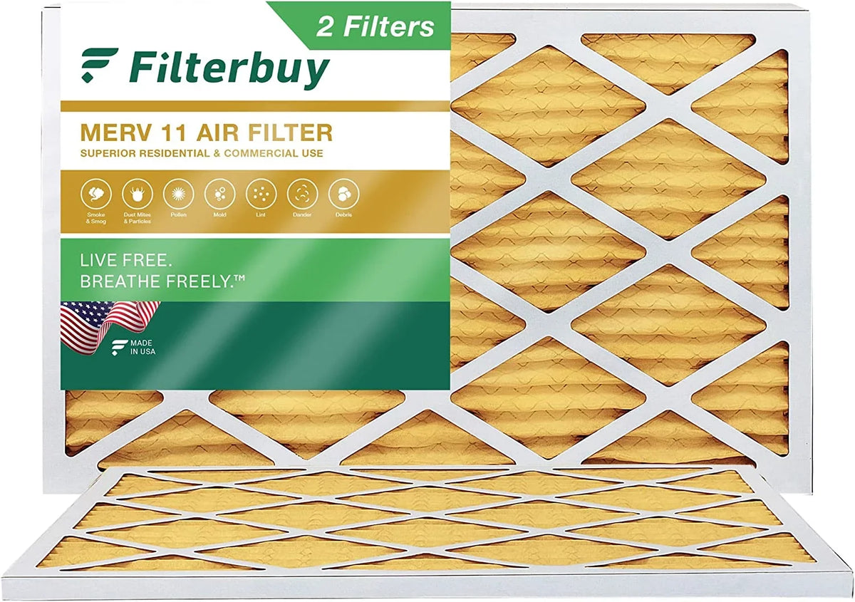 Filterbuy Pleated AC Air 11 HVAC 17x25x1 MERV Filters Furnace (2-Pack)
