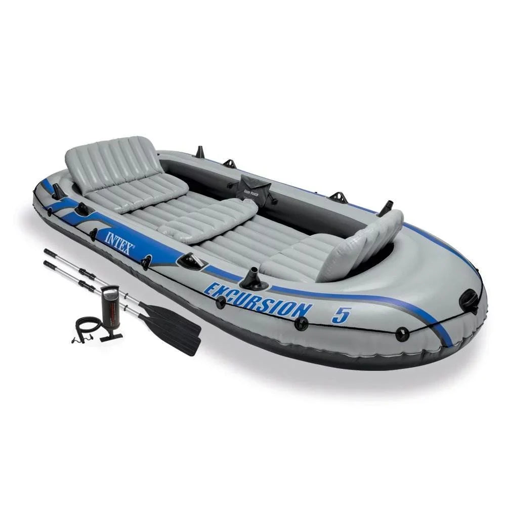 Oars w/2 5 Person Speed Boat & Motor Fishing Intex Eight Trolling Set