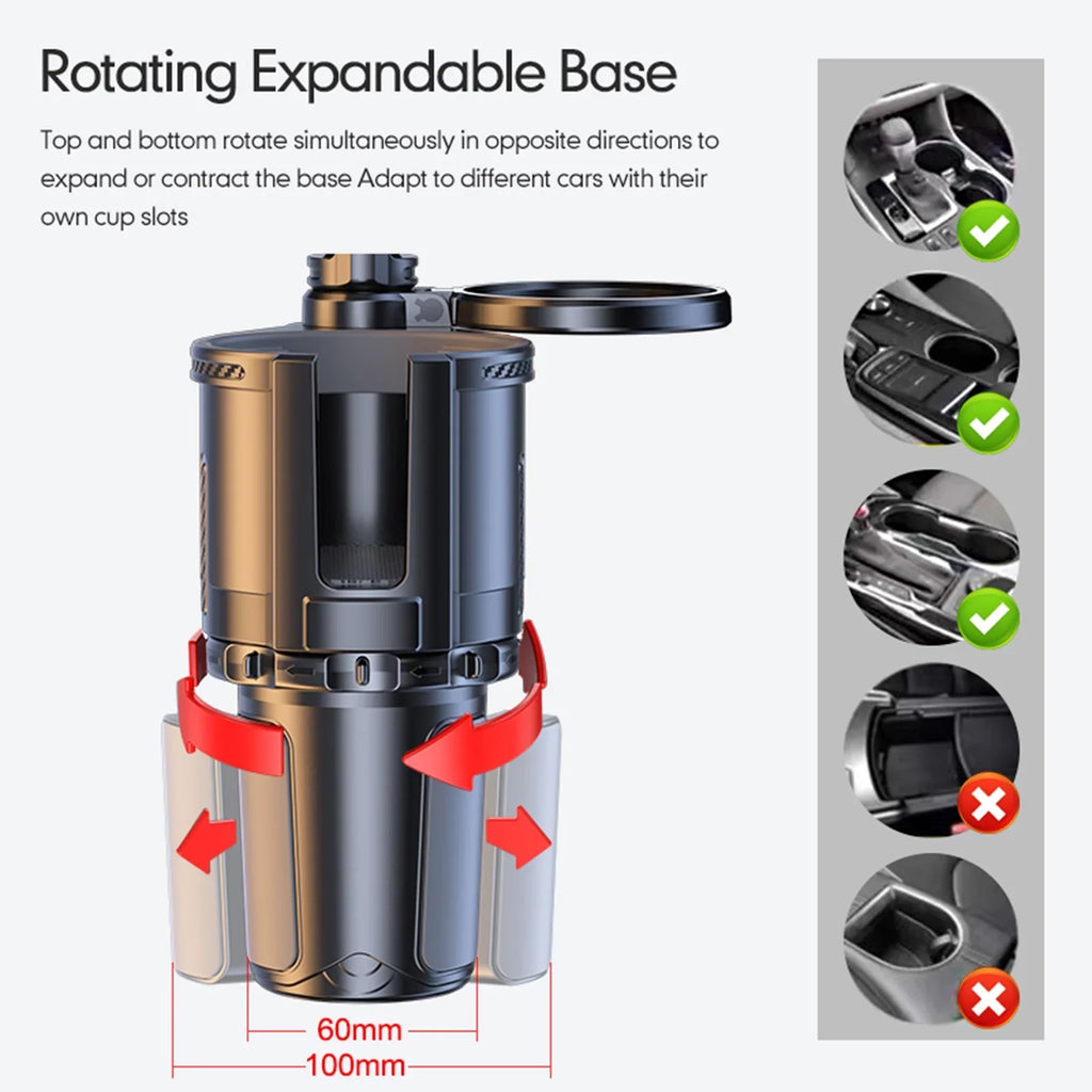 Dual Cup Holder with Tray 4IN1 Car Tray Snack Expander Holder Drink Phone Adjustable Anself