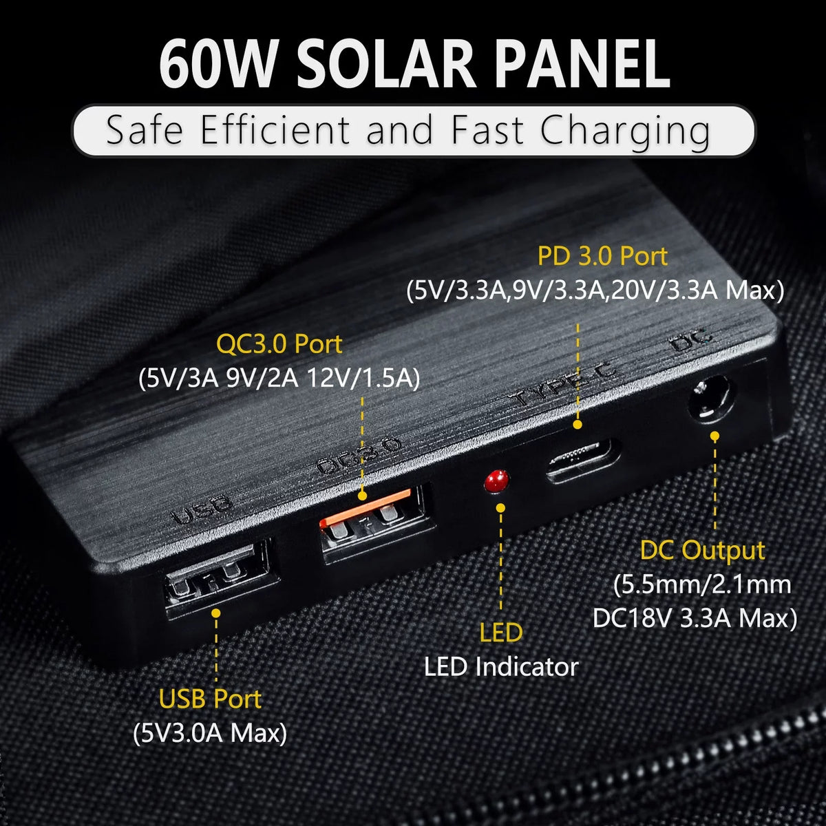 Solar Generator Portable ROCKSOLAR 300W Power Foldable Kit Panel 60W with Station Utility