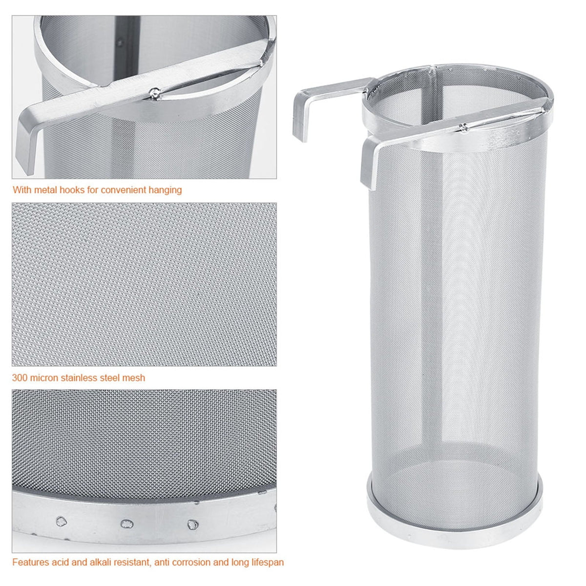 Brew 10 Filter,300 Hop Regun Strainer Filter Stainless Mesh Brew Micron Steel Homemade (Size Beer : 25.5cm)