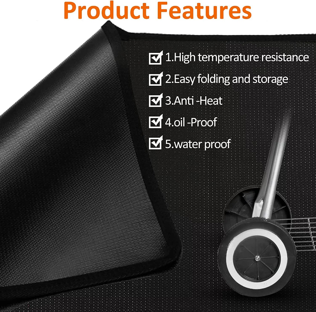 Outdoor Fireplace Charcoal, Grill, Mat BBQ for Mat, AXOMRFC Deck Grills, Black Under 60*48inch Indoor Fire Mat Outdoor Top, Mat Pit Gas Protector, Fireproof Smokers, Flat Grill Grill for for Mat