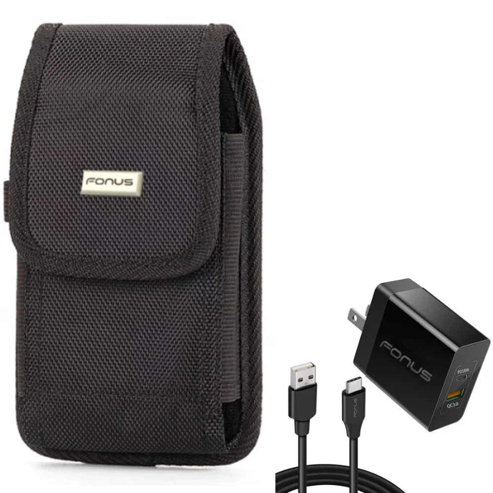 6ft 36W - Sony Fast Belt Clip Long PD Charger Xperia 5G 5G Samsung Holster Sonim A51 A33 5G 5 Home A12 Galaxy A11 Swivel A50 A30s 5G - w Cable for A20 II Type-C A52 XP8 Case