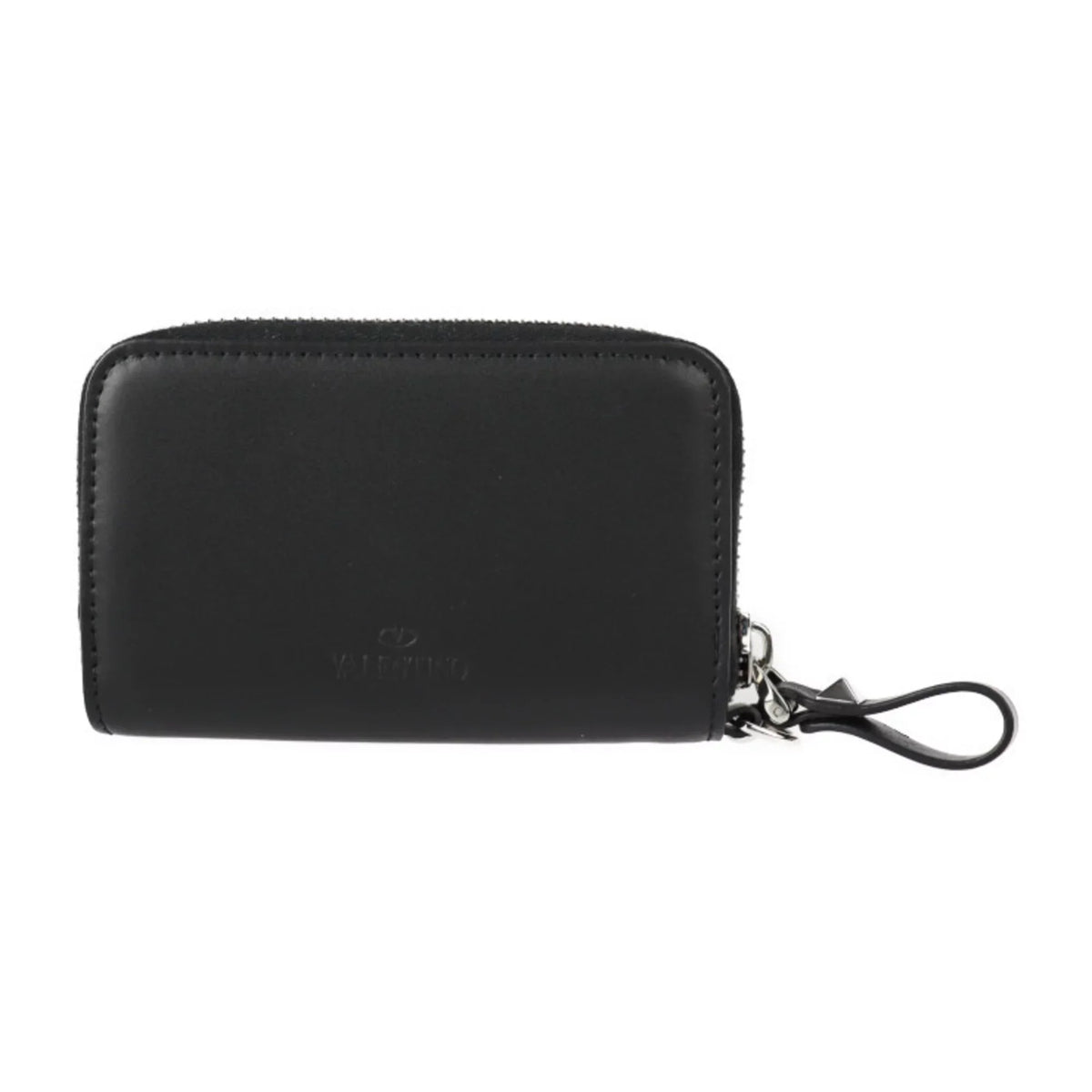 zipper round Garavani leather case key black purse red ring Pre-Owned TY2P0P24LVN metal with (Like fittings coin Valentino silver New)