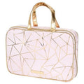 CT 3-Piece Geo Beauty + Set, Weekender Cosmetic Bag Deluxe Tartan Zip Pink 1 Foil Twine Gold