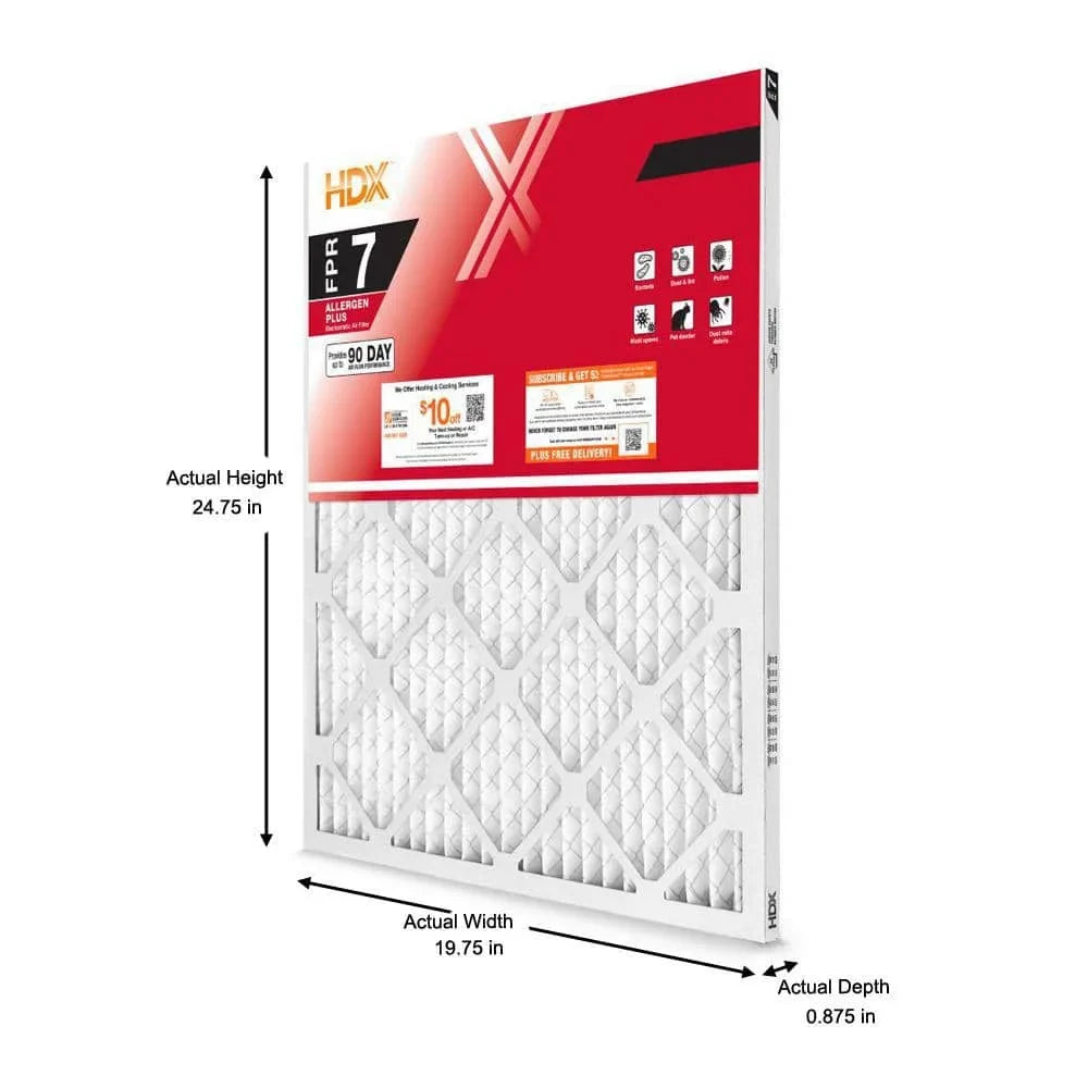 in. in. Filter 25 HDX 1 (Pack Air Of x 2) Allergen x 20 in. 7 FPR Plus Pleated