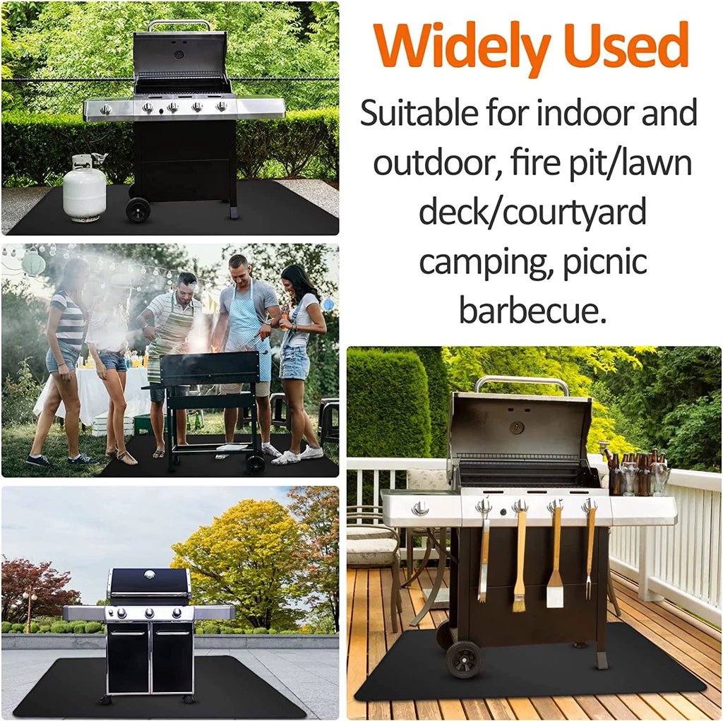 Outdoor Fireplace Charcoal, Grill, Mat BBQ for Mat, AXOMRFC Deck Grills, Black Under 60*48inch Indoor Fire Mat Outdoor Top, Mat Pit Gas Protector, Fireproof Smokers, Flat Grill Grill for for Mat