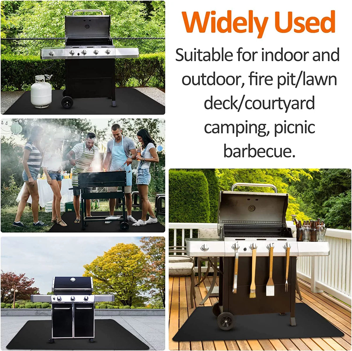 Outdoor Fireplace Charcoal, Grill, Mat BBQ for Mat, AXOMRFC Deck Grills, Black Under 60*48inch Indoor Fire Mat Outdoor Top, Mat Pit Gas Protector, Fireproof Smokers, Flat Grill Grill for for Mat