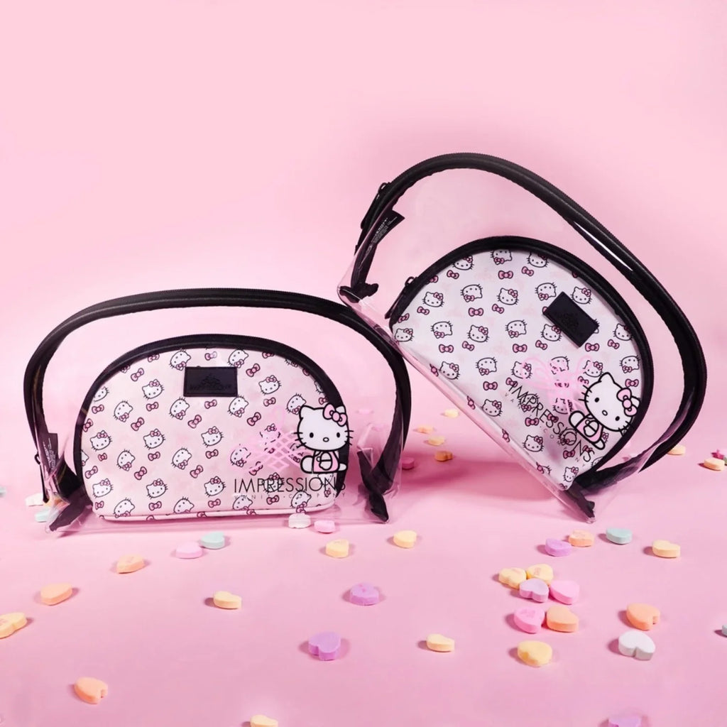 Pcs Bag (White) Waterproof Impressions Makeup Vanity Hello Clutch Kitty 2 Travel Nested Purses, Clutch