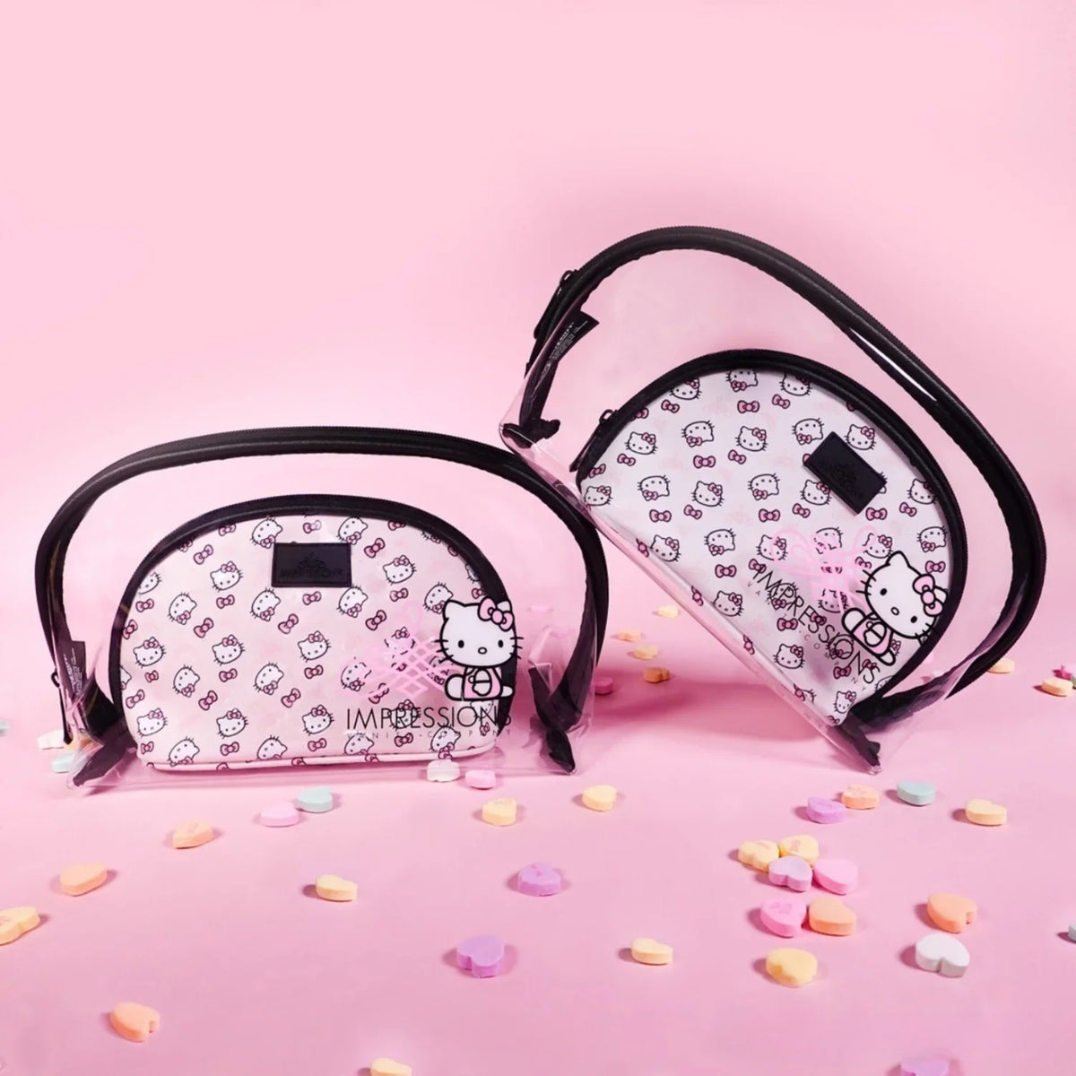 Pcs Bag (White) Waterproof Impressions Makeup Vanity Hello Clutch Kitty 2 Travel Nested Purses, Clutch