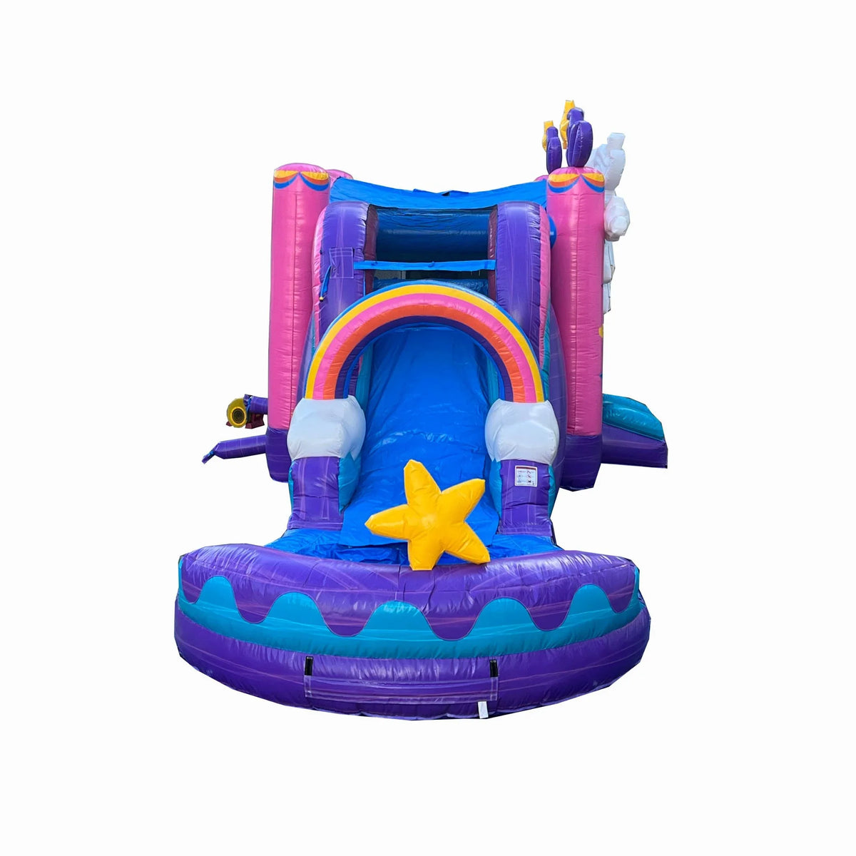XJUMP Pool Combo Bounce Adults, Blower), Outdoor Detachable Dry Grade, Kids and 100% Wet PVC Vinyl, Slide Commercial Inflatable for Unicorn Backyard, Air Water (with with Hoop, House Basketball