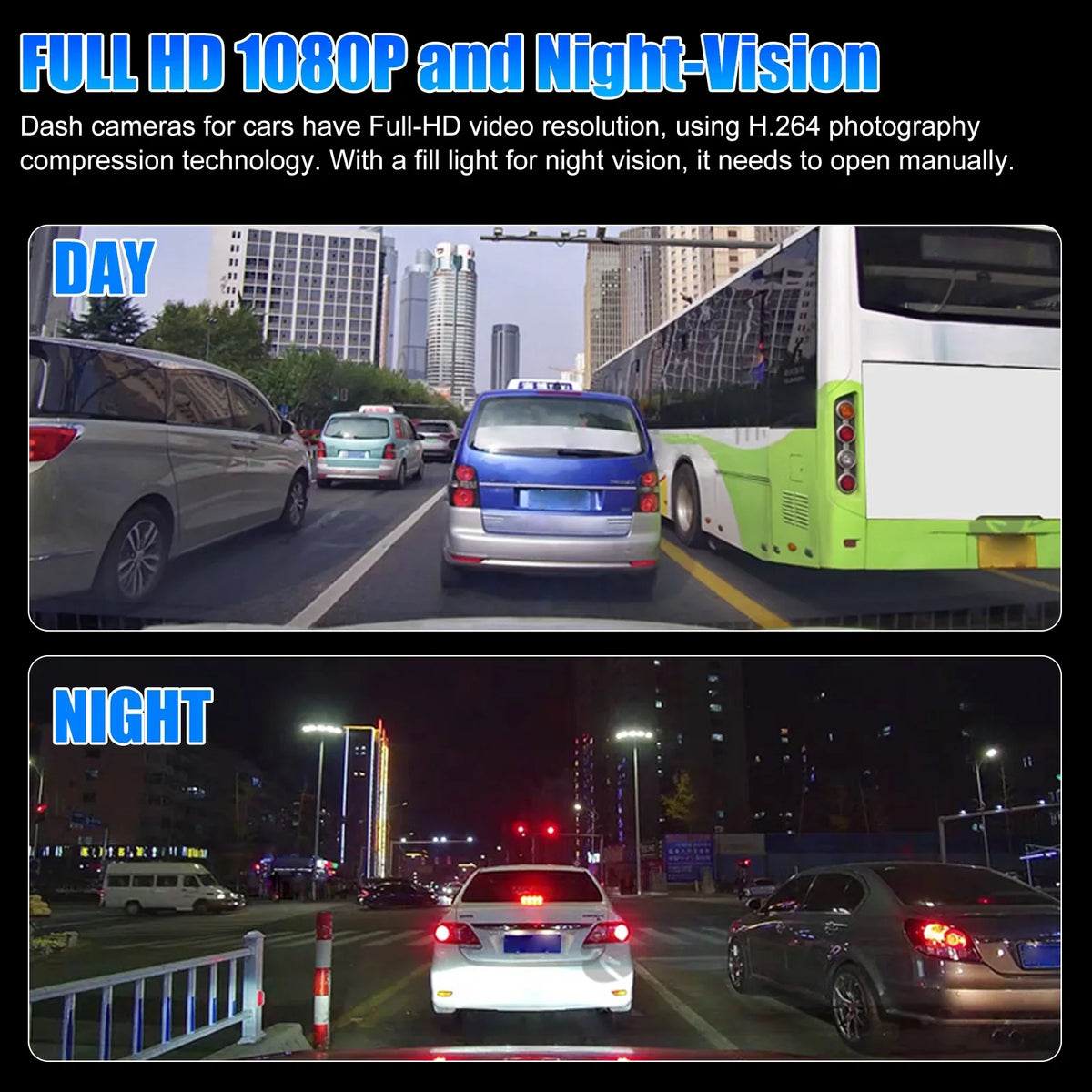 Camera Vision, Motion with and IPS with Driving Wide Dash Front Cam, Dual DVR EEEkit Dashboard 1080P Recorder Car Display, Angle, Dual 4inch Rear Lens 480P G-Sensor/ Detection Dash 170° Night Car