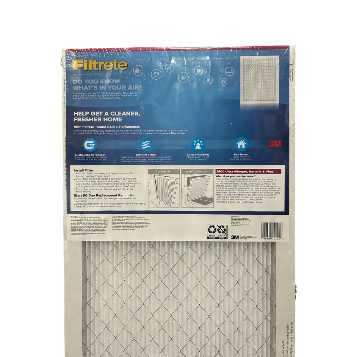 Pack) (1600 Allergen Bacteria Virus & MPR), 2X Filter Ultra Filtrete (4 14x25x1