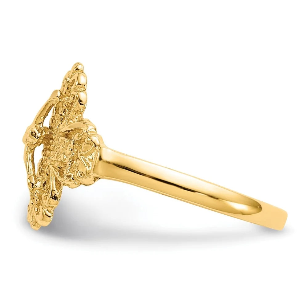 Women Crucifix Ring 10K 6 Diamond-cut Size Jewelry Auriga Yellow Fine Gold Cross for